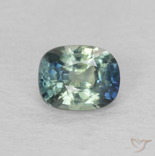 0.60ct Natural Teal Sapphire, Cushion, VVS-VS
