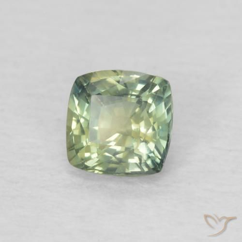 0.45 ct Green Sapphire Stone, Natural Sapphire in Cushion-Cut Shape for Sale