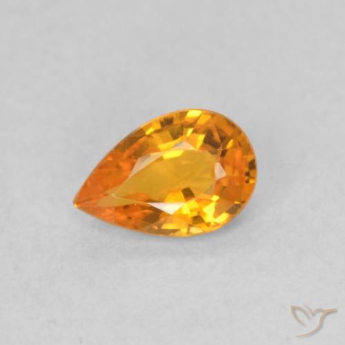 0.48ct Natural Bright Orange Sapphire, Pear Shape, VVS-VS