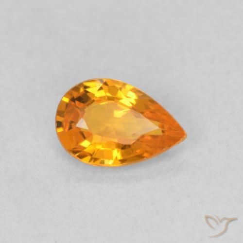 0.48 ct Orange Sapphire Stone, Natural Sapphire in Pear Facet Shape for Sale