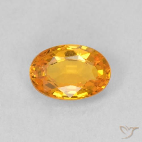0.63 ct Orange Sapphire Gemstone, Sapphire Gem in Oval Facet Shape for Sale.
