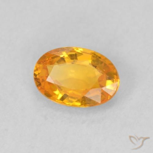 0.63 ct Orange Sapphire Stone, Natural Sapphire in Oval Facet Shape for Sale