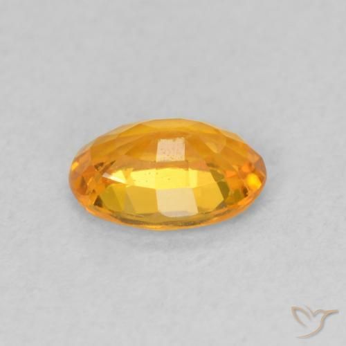 Sapphire Gemstone in 6.1 x 4.2 mm Size for Sale, Sapphire Stone in Apricot Orange Color