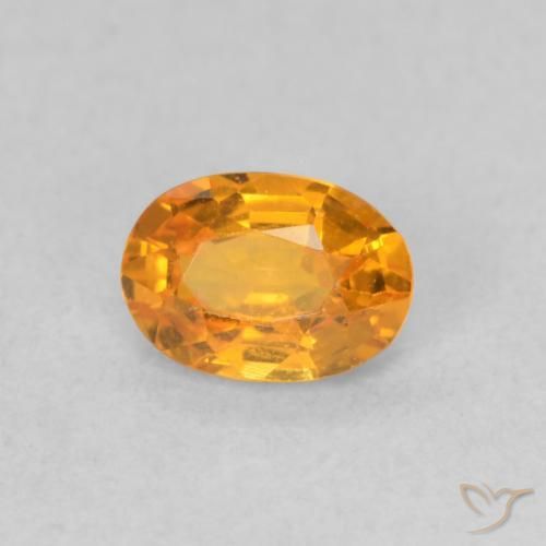 0.62 ct Orange Sapphire Stone, Natural Sapphire in Oval Facet Shape for Sale