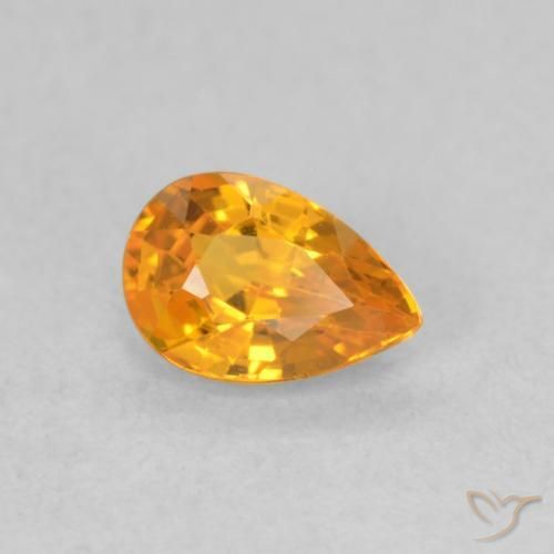 0.62 ct Orange Sapphire Stone, Natural Sapphire in Pear Facet Shape for Sale