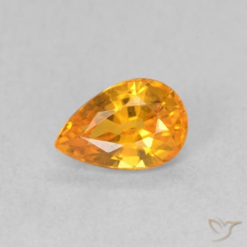 0.59ct Natural Bright Orange Sapphire, Pear Shape, VVS-VS