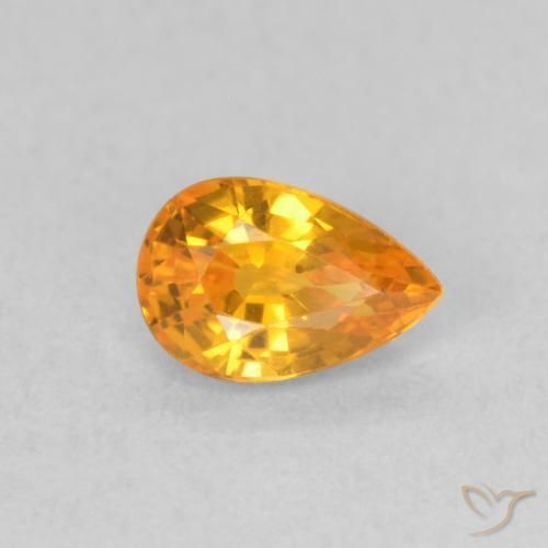 0.59 ct Orange Sapphire Stone, Natural Sapphire in Pear Facet Shape for Sale