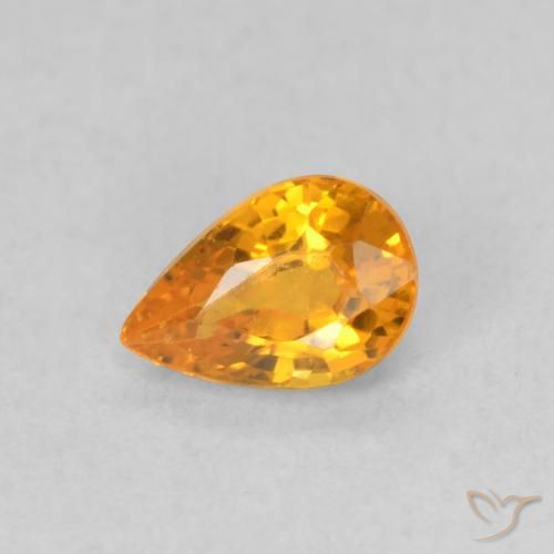 0.59ct Natural Bright Orange Sapphire, Pear Shape, VVS-VS