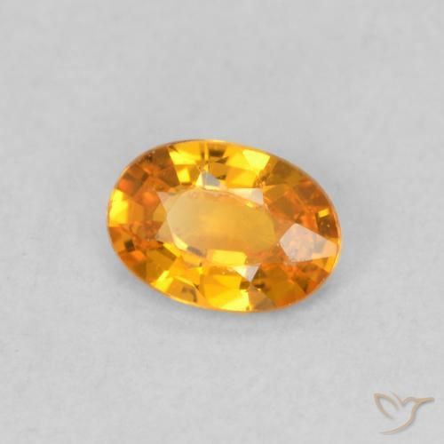 0.50 ct Orange Sapphire Stone, Natural Sapphire in Oval Facet Shape for Sale