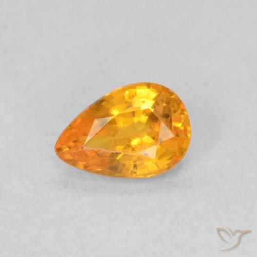 0.49ct Natural Bright Orange Sapphire, Pear Shape, VVS-VS