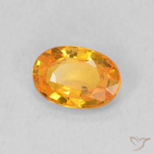 0.66 ct Orange Sapphire Stone, Natural Sapphire in Oval Facet Shape for Sale