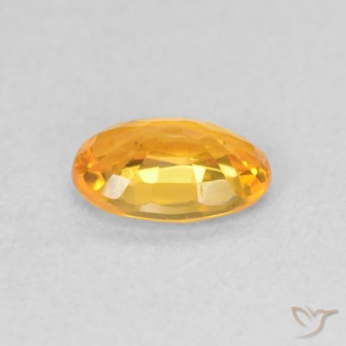Sapphire Gemstone in 6.2 x 4.3 mm Size for Sale, Sapphire Stone in Bright Orange Color