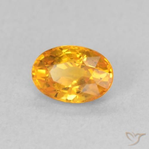 0.74 ct Orange Sapphire Stone, Natural Sapphire in Oval Facet Shape for Sale