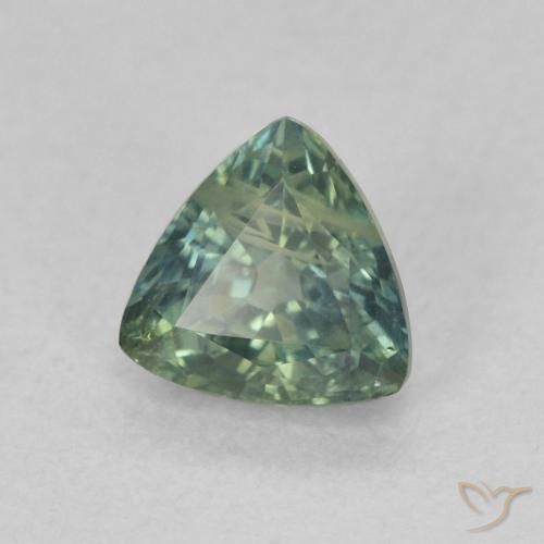 0.79 ct Green Sapphire Stone, Natural Sapphire in Trillion Facet Shape for Sale