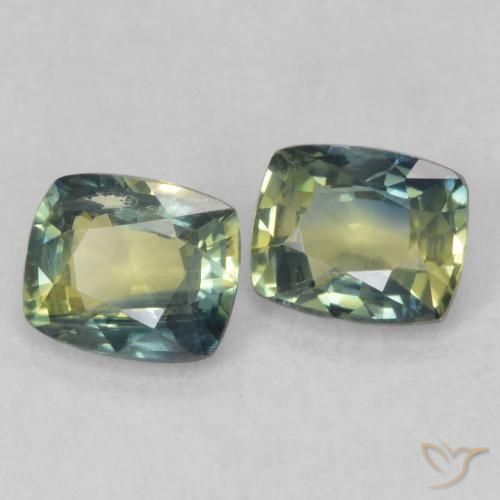 1.46 ctw Multicolor Sapphire Stones, Natural Sapphire in Cushion-Cut Shape for Sale