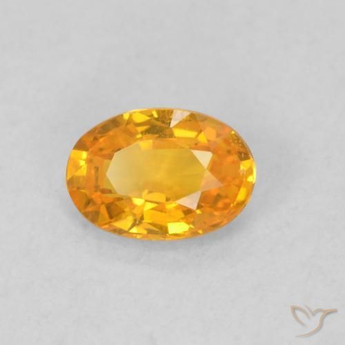 0.62 ct Orange Sapphire Stone, Natural Sapphire in Oval Facet Shape for Sale