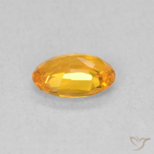 Sapphire Gemstone in 6.1 x 4.3 mm Size for Sale, Sapphire Stone in Apricot Orange Color