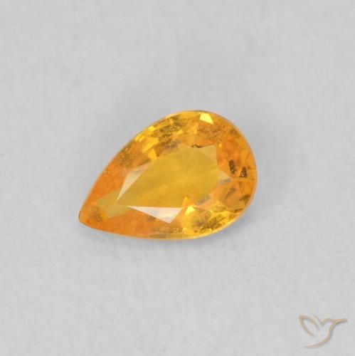 0.45ct Natural Medium Orange Sapphire, Pear Shape, VS