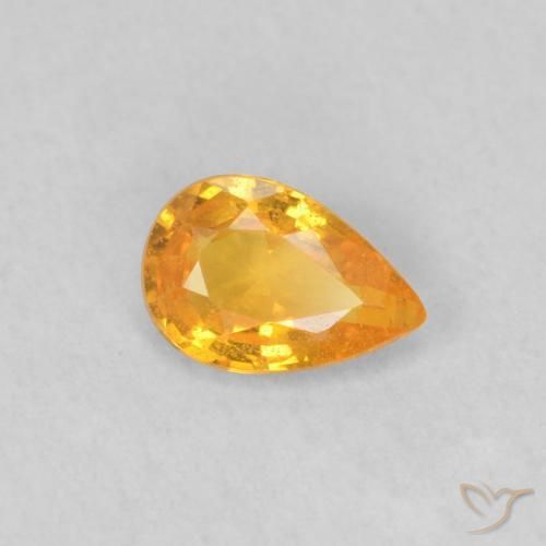 0.45 ct Orange Sapphire Stone, Natural Sapphire in Pear Facet Shape for Sale
