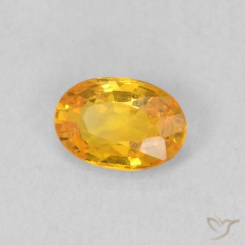 0.59 ct Orange Sapphire Stone, Natural Sapphire in Oval Facet Shape for Sale