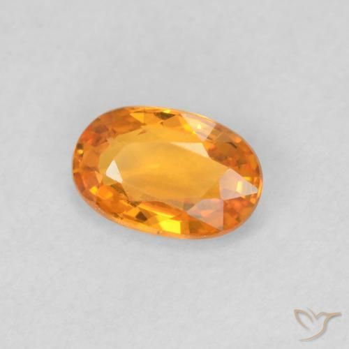 0.58 ct Orange Sapphire Stone, Natural Sapphire in Oval Facet Shape for Sale