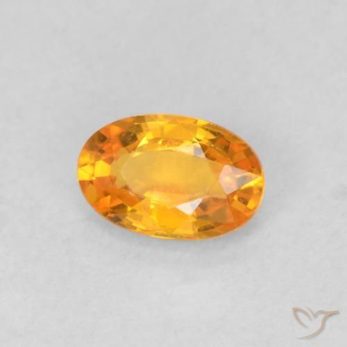 0.54 ct Orange Sapphire Stone, Natural Sapphire in Oval Facet Shape for Sale