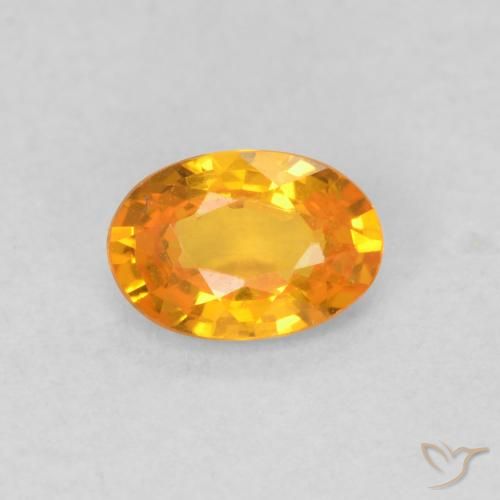 0.61ct Natural Bright Orange Sapphire, Oval, VVS-VS