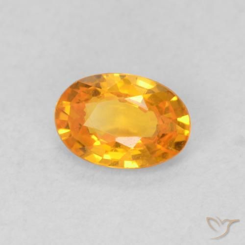0.61 ct Orange Sapphire Stone, Natural Sapphire in Oval Facet Shape for Sale