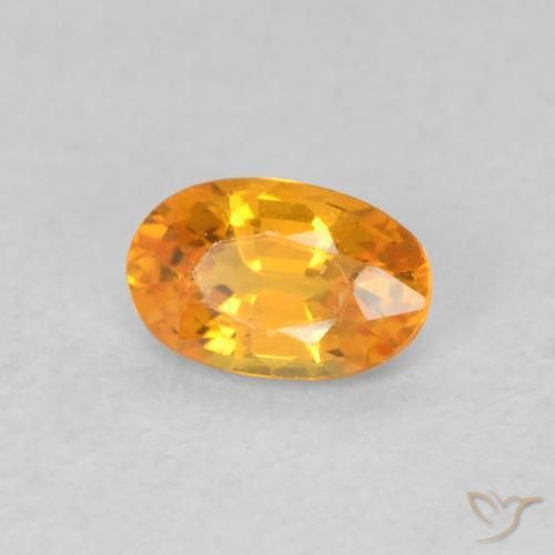0.59 ct Orange Sapphire Stone, Natural Sapphire in Oval Facet Shape for Sale