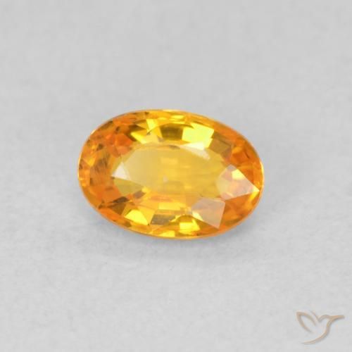 0.55 ct Orange Sapphire Stone, Natural Sapphire in Oval Facet Shape for Sale