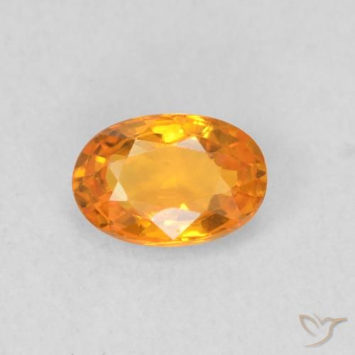 0.55 ct Orange Sapphire Gemstone, Sapphire Gem in Oval Facet Shape for Sale.