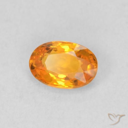 0.55 ct Orange Sapphire Stone, Natural Sapphire in Oval Facet Shape for Sale