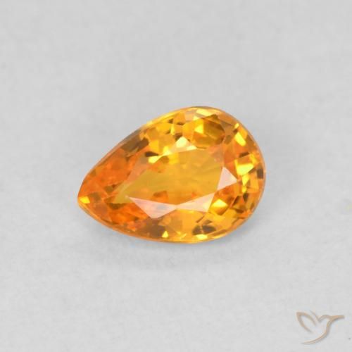 0.54ct Natural Bright Orange Sapphire, Pear Shape, VVS-VS