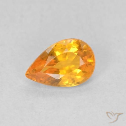 0.56ct Natural Bright Orange Sapphire, Pear Shape, VVS-VS