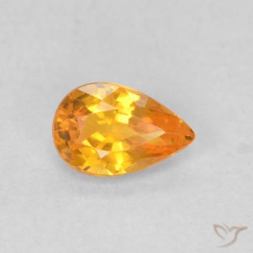 0.56 ct Orange Sapphire Stone, Natural Sapphire in Pear Facet Shape for Sale