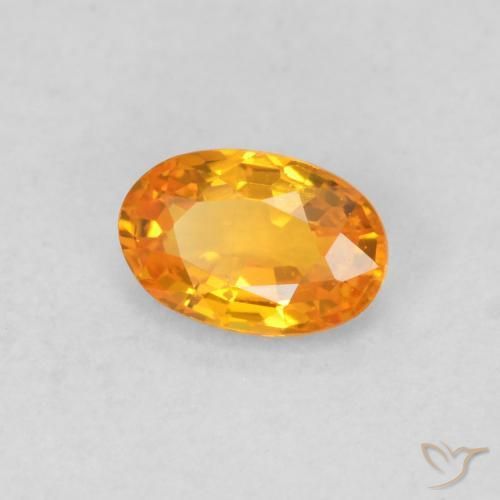 0.56 ct Orange Sapphire Stone, Natural Sapphire in Oval Facet Shape for Sale