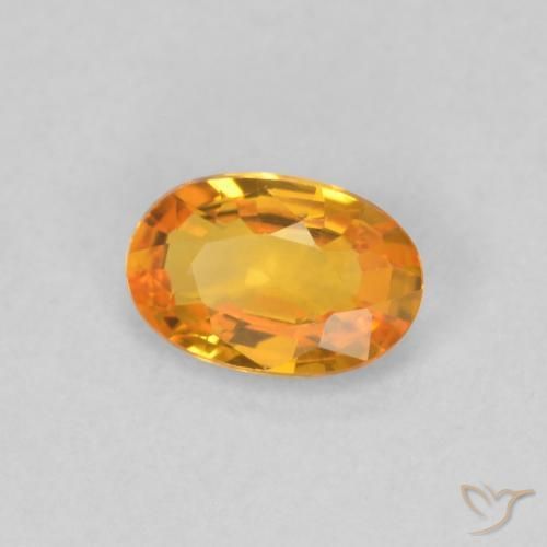 0.50 ct Orange Sapphire Stone, Natural Sapphire in Oval Facet Shape for Sale