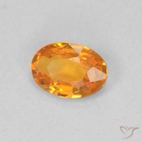 0.49 ct Orange Sapphire Stone, Natural Sapphire in Oval Facet Shape for Sale