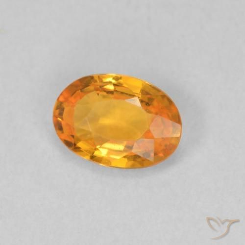 0.51 ct Orange Sapphire Stone, Natural Sapphire in Oval Facet Shape for Sale