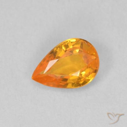 0.48 ct Orange Sapphire Stone, Natural Sapphire in Pear Facet Shape for Sale