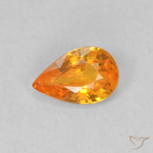 0.49ct Natural Bright Orange Sapphire, Pear Shape, VVS-VS