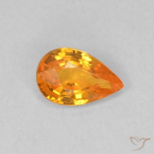 0.49 ct Orange Sapphire Stone, Natural Sapphire in Pear Facet Shape for Sale