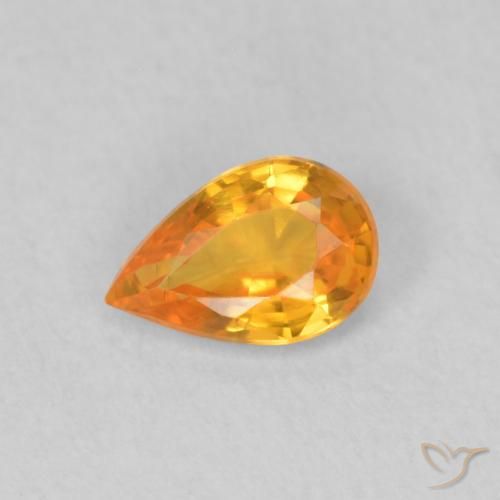 0.47 ct Orange Sapphire Gemstone, Sapphire Gem in Pear Facet Shape for Sale.