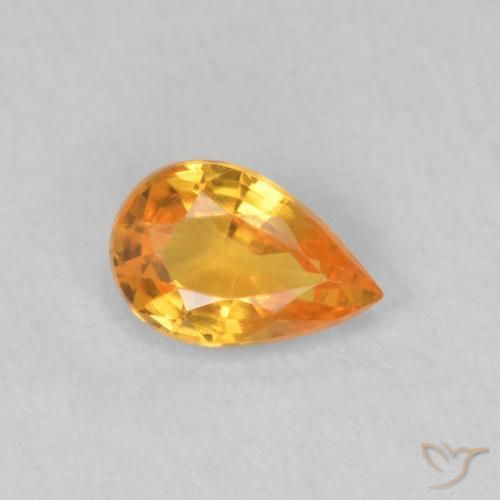 0.47 ct Orange Sapphire Stone, Natural Sapphire in Pear Facet Shape for Sale