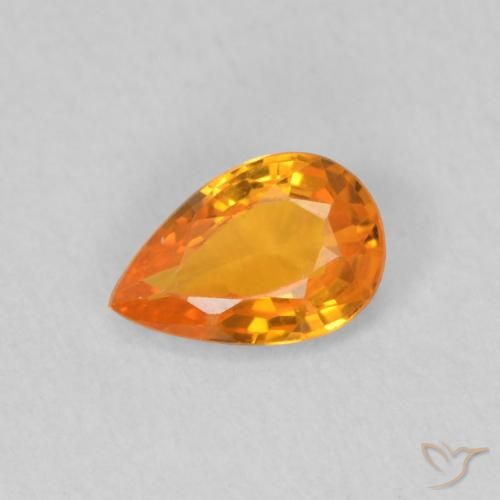 0.47ct Natural Bright Orange Sapphire, Pear Shape, VVS-VS