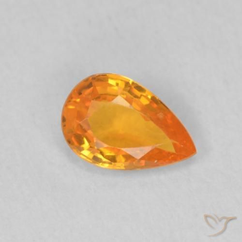 0.47 ct Orange Sapphire Stone, Natural Sapphire in Pear Facet Shape for Sale