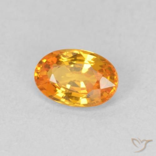 0.58 ct Orange Sapphire Stone, Natural Sapphire in Oval Facet Shape for Sale