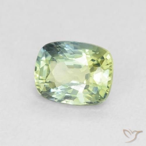 0.74 ct Green Sapphire Stone, Natural Sapphire in Cushion-Cut Shape for Sale