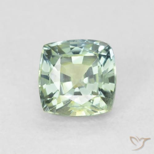 0.75ct Natural Light Moss Green Sapphire, Cushion, VVS-VS