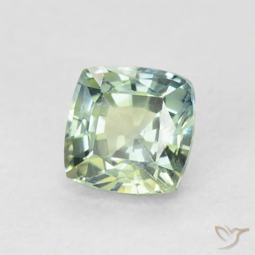 0.75 ct Green Sapphire Stone, Natural Sapphire in Cushion-Cut Shape for Sale